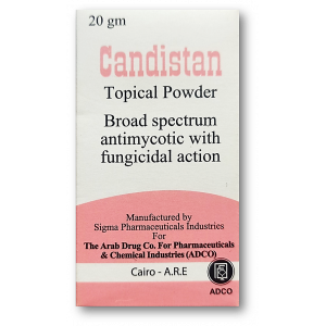 CANDISTAN 1% BROAD SPECTRUM ANTIMYCOTIC WITH FUNGICIDAL ACTION ( CLOTRIMAZOLE ) TOPICAL POWDER 20 GM